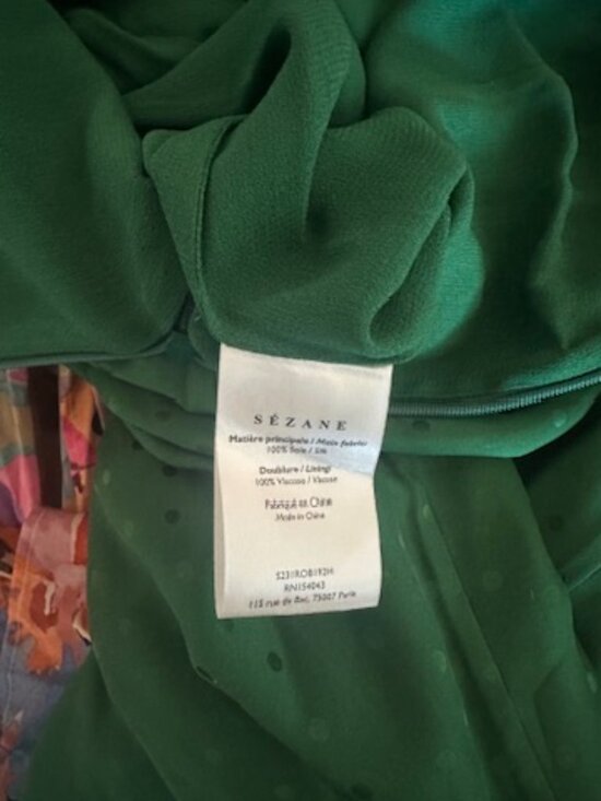 Sezane Aloise Dress Emerald Green - Size 8 - Picture 4 of 4